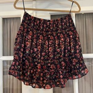 Aqua Black and Pink Ruffled Skater Mini Skirt